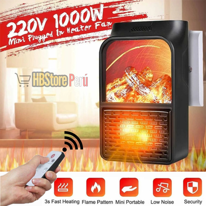 Calefactor Eléctrico Portátil de 1000W Flame Heater ✓ - HB STORE PERU