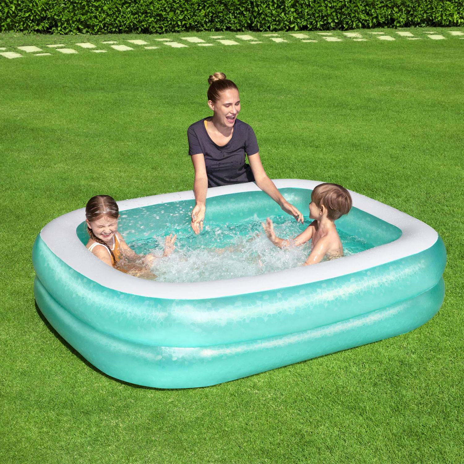 Piscine Gonflable Blue Sky – 262 X 175 Cm – Pataugeoire Enfant – Dès 6 Ans – Avec Kit De Réparation